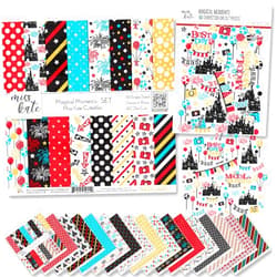 Miss Kate Cuttables Die Cuts & Paper Set - Magical Moments - for Disneyland Walt Disney World Castle Mickey Mouse Cruise Princess - 16 Sheets of 12x12 Single-Sided Paper & 60 Matching Die Cuts
