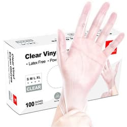 Schneider Clear Vinyl Exam Gloves, Latex-Free, Disposable Medical Gloves, Cleaning Gloves, Food Safe, Powder-Free, 4 mil