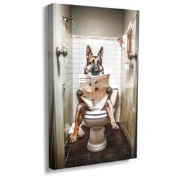 Reateforin Funny German Shepherd Dog Reading Newspaper on Toilet Wall Art - Aesthetic Poster for Bathroom Decor - Cute Animal Pictures - Gifts for Dog Lovers 12