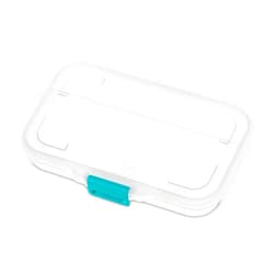 Sterilite Small Divided Pencil Box, Stackable Plastic Small Storage Container with Latching Lid, Organize Pens and Small Items, Clear Case, 12 Pack