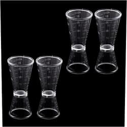 GUEDKIKL 4pcs Double Clear Jigger, Plastic Cocktail Shake Measuring Cup, Scale Cup Beverage Alcohol Measuring Cup Kitchen Bar Tools, 20/40ml Jigger Shot