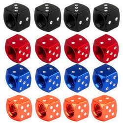 Senzeal 16pcs Aluminum Dice Valve Stem Caps Bike Car Truck Motor Tire Tyre Valve Caps Covers with Gasket Rubber Ring Multi-Color