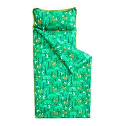 Wake In Cloud - Toddler Nap Mat with Pillow and Blanket, for Kids Boys Girls in Kindergarten Daycare Preschool Pre K, Roll Up Sleeping Bag, Animals Zoo Trees, Forest Green, Standard