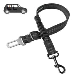 Nzonpet Dog Seat Belt, Retractable Dog Car Seatbelts, Safety Dog Seat Car Harness for Car Travel, Reflective Heavy Duty Pet Seat Belts w/Stainless Hook and Elastic Bungee Buffer-Black
