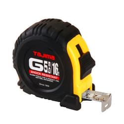 TAJIMA Tape Measure - 16 ft / 5m x 1 inch G-Series Measuring Tape with Dual Metric/Standard Scale & Acrylic Coated Blade - G-16/5MBW