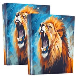 Emelivor Lion 3 Ring Binder 1.5 Inch Rings View Binders Holds 200 Sheets Three Ring Binder for Letter Size Paper Binder Organizer for School Office Supplies Home, 2 Pack