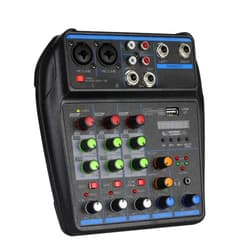 TAVOSOP DJ Audio Mixer, DJ Mixers 4 Channel Sound Board with Bluetooth, Sound Mixer Board XRL/1/4