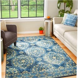 Mohawk Home Hartton Navy (2' X 3') Floral Geometric Scatter Rug