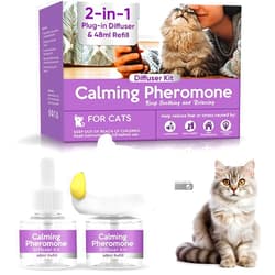 NHZ Cat Calming Diffuser, Release Sustained Pheromone, Reduce Cat Stress in New Environment, 60 Days Long Lasting - 1 Diffuser Head & 2 Pcs Vial