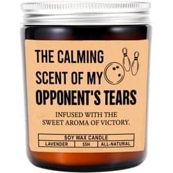 FundingCharlee The Calming Scent of My Opponent's Tears Candle - Funny End of Season Bowling Team Candle - Bowling Candle - Gift for Bowling League Winner - Lavender Scented Candles - Soy Wax Candle
