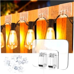 TidyHelper 50 PCS Hooks for Outdoor String Lights, Heavy Duty Clear Christmas Light Clips with Waterproof Adhesive Sticky Strips, UV-Resistant Light Hooks for Outside Metal Roof Porch Patio Decor