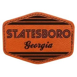 R and R Imports Statesboro Georgia City Retro Souvenir 2x3 Hexagonal Iron-on Leatherette Patch with Adhesive Single