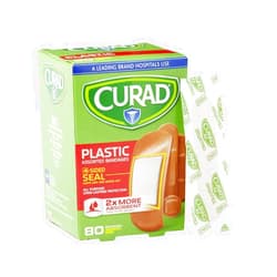 Curad CUR45157RBZ Plastic Adhesive Bandage for First Aid, Assorted Sizes, Pack of 8