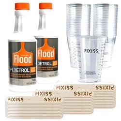 GRAS Art Bundles 2-Pack Floetrol for Acrylic Paint Pouring Medium Additive and Paint Pouring Supplies, 40 Disposable Paint Mixing Cups, 40x Pixiss Wood Paint Mixing Sticks
