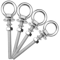 ZYUAROM 4 Pack M10 Stainless Steel Eye Bolts with Nuts, 3/8
