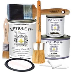 Retique It Chalk Furniture Paint by Renaissance Deluxe Starter Kit, 8 Piece Set, 01 Snow