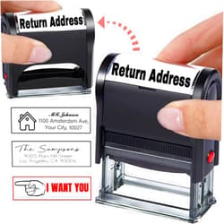 HJX Custom Address Stamp - Return Address Stamp with Name Stamps Self inking Personalized for Business Work Office School (Frame)