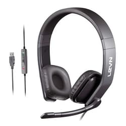 LEVN Wired Headset, USB Headset with Microphone for PC with Noise Cancelling, in-line Controls & Mute Button, Computer Headset for Work from Home/Call Center/Office/Online Class/Teams/Zoom/Skype