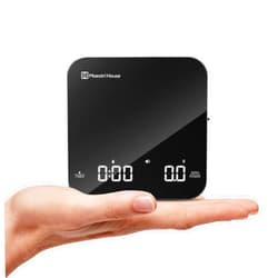 Maestri House Rechargeable Mini Coffee Scale with Timer, Maestri House Espresso Scale, 2kg/0.1g Accurate Scale for Espresso and Pour-Over Coffee, Portable Digital Kitchen Scale with Automatic Timing（Black&Silver）