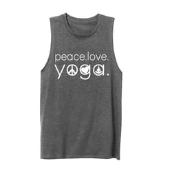 WINGZOO Workout Tank Tops for Women-Womens Peace Love Yogo Funny Saying Fitness Gym Racerback Sleeveless Shirts