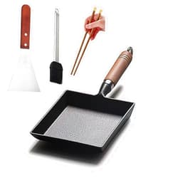 LI-GELISI Tamagoyaki Japanese Omelette Pan/Egg Pan,Rectangle Frying Pan Mini Frying Pan Iron Omelette Pan Tamagoyaki-ki Wooden Handle 9×7 inch