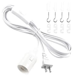 DiCUNO Hanging Lantern Extension Cord Cable, E26 Pendant Light Socket On Off Inline Cord Switch Control Lamp, Switch Close to Polarized Plug, 13 Feet, White, 1-Pack