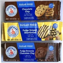 Generic 2 Set of 3- Voortman Sugar-Free Cookies, Fudge Brownie Chocolate Chip/Fudge Striped Shortbread/Chocolate Chip/ Chocolate Lovers BUNDLE 8oz-11oz each 2 Set 3 Piece Assortment