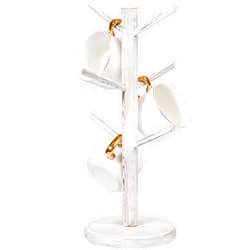 Dorhors Mug Holder Tree,Coffee Cup Holder with 6 Hooks, Wood Mug Rack for Counter,Coffee Bar Accessories and Orgnizer Station