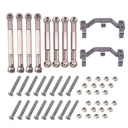 BONRI Vgoohobby Metal Pull Rod Steering Servo Link Linkages Arm Tie Rod Ends with Pull Rod Base Seat Fixed Mount Compatible with WPL B1 B14 B-16 C-14 C-14K C-24 C-24K 1/16 RC Car