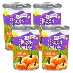 Green Valley Organics Pumpkin | Certified Organic | 100% Dickinson Variety | Sweet Earthy Delicious | Firm & Smooth | Vibrant Autumn Orange | American Grown & Made | 15 oz (Pack of 4)