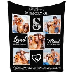 Magimagine Custom Pet Memorial Blanket, Personalized With Picture for Loss of Dog Remembrance, Sympathy Gift for Dog Mom Dad Lovers Owners, 50 inch x 40