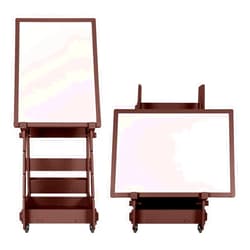 Costzon Kids Art Easel with Lockable Wheels, Height Adjustable Magnetic Removable Painting Board with Storage, Double Sided Easel for Kids Age 3+ (Coffee)