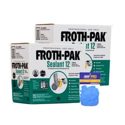 AWF PRO Froth-Pak 12 Spray Foam Sealant Kit, 3ft Hose, 2-Pack. Low GWP Formula. Seals Cavities, Penetrations & Gaps. Yields Up to 12 Board ft. at 2” Thick, 4” Width. Two Component, Polyurethane, Closed Cell