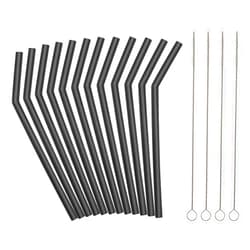 Veskaoty Reusable Black Silicone Straws for Toddlers & Kids - 12 pcs Flexible Short Drink 6.7