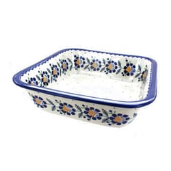 Blue Rose Pottery Blue Rose Polish Pottery Sunflower Large Square Baker