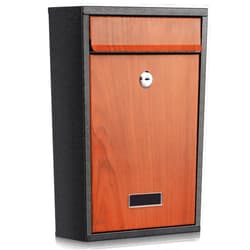 KYODOLED Wall Mount Mailbox with Lock for Outside, Key Locking Mailbox Enhances Security, Featuring Woodgrain Painted Exterior Adds Elegance, Ideal Drop Box for Home or Apartment, 8.5''x3.3''x12.4''