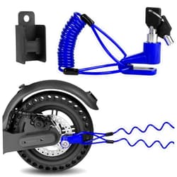 Ainiv Disc Brake Lock, E Scooter Lock Anti-Theft, Cable Bike Lock Waterproof 5FT /12mm Cable with 2 Keys for Scooter, Bike, Electric Bike, Skateboards, Strollers, Lawnmowers with Lock Holders-Blue