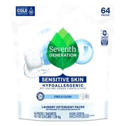 Seventh Generation Laundry Detergent Packs, Free & Clear, Made for Sensitive Skin, EPA Safer Choice Certified, 64 Count
