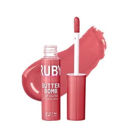 Ruby Kisses Lip Gloss Butter Bomb Gloss Non-Sticky Lip Gloss Vitamin E Natural Nude Lip Makeup - 7.8mL (0.26 US fl.oz) (Flirty)