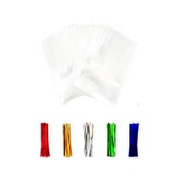 Newkita 50Pcs Cellophane Bags, Cello Cellophane Treat Bags 3x4 Plastic Gift Bags for Packaging Cookies, Pretzel Rod, Sandwich, Candy, Chocolate, Clear Party Favor Bags with Ties