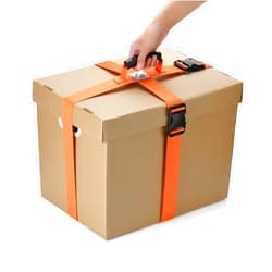JIPIMON Box Carrying Strap with Handle Adjustable Belt Cross Style Carry Straps for Safely Moving and Lifting Heavy Boxes, Groceries, Luggage (Orange)