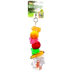 Penn-Plax Bird-Life Fruit Kabob Bird Toy with Bell – Various Textures, Materials, and Colors – Great for African Greys, Medium Birds, and Small Parrots – Large