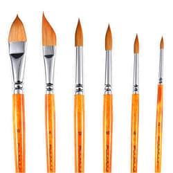 Fuumuui Sable Watercolor Brushes Kolinsky Watercolor Paint Brushes for Artists Professional 6pcs - Pointed Rounds Cat Tongue Oval Wash Dagger for Watercolor Acrylics Inks Gouache Painting