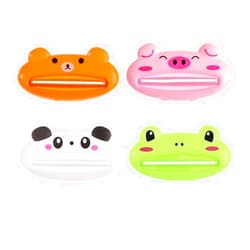 Vctitil 4 Pcs Toothpaste Tube Squeezer Dispenser Bear Frog Panda Pig Cartoon Tube Squeezers Toothpaste Clips Toothpaste Rolling Holder Squeezer