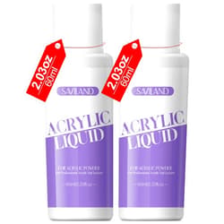 SAVILAND 4oz Monomer Acrylic Nail Liquid: 2x2oz Professional Acrylic Liquid Monomer for Acrylic Powder Non-Yellowing Low Odor Formula Nail Monomer Liquid for Beginner Acrylic Nails Application