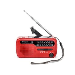 Kaito V1 Voyager Solar/Dynamo AM/FM/SW Emergency Radio with Cell Phone Charger and 3-LED Flashlight, Red