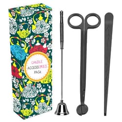 DANGSHAN 3 in 1 Candle Accessory Set - Candle Wick Trimmer, Candle Wick Cutter, Candle Snuffer Extinguisher, Candle Wick Dipper with Gift Package for Candle Lovers (Black)