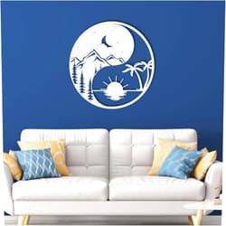 CozyNest Interiors Yin Yang Metal Wall Art Decor, Ying Yang Metal Wall Art, Mountain and Ying Yang Wall Decor, Ying Yang Wall Decor, Boho Wall Decor, Ying Yang Sun and Moon Metal, Living Room Wall Art (39