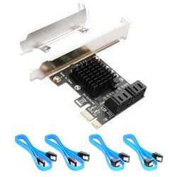 Ziyituod SATA Card, PCIE 3.0, 4 Port with 4 SATA Cable, SATA Controller Expansion Card with Low Profile Bracket, Non-Raid, Boot as System Disk, Support 4 SATA 3.0 Devices