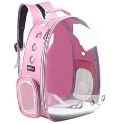 BEIKOTT Cat Backpack Carriers, Dog Backpack, Pet Backpack for Small Cats Puppies Dogs Bunny, Airline-Approved Ventilate Transparent Bubble Backpack for Travel and Outdoor(Pink)